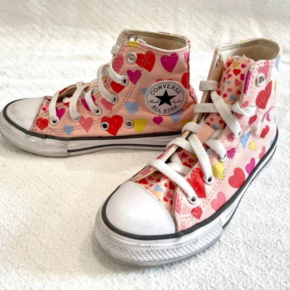 Converse Other - Converse Pink “Love Hearts” Logo High-top Sneakers